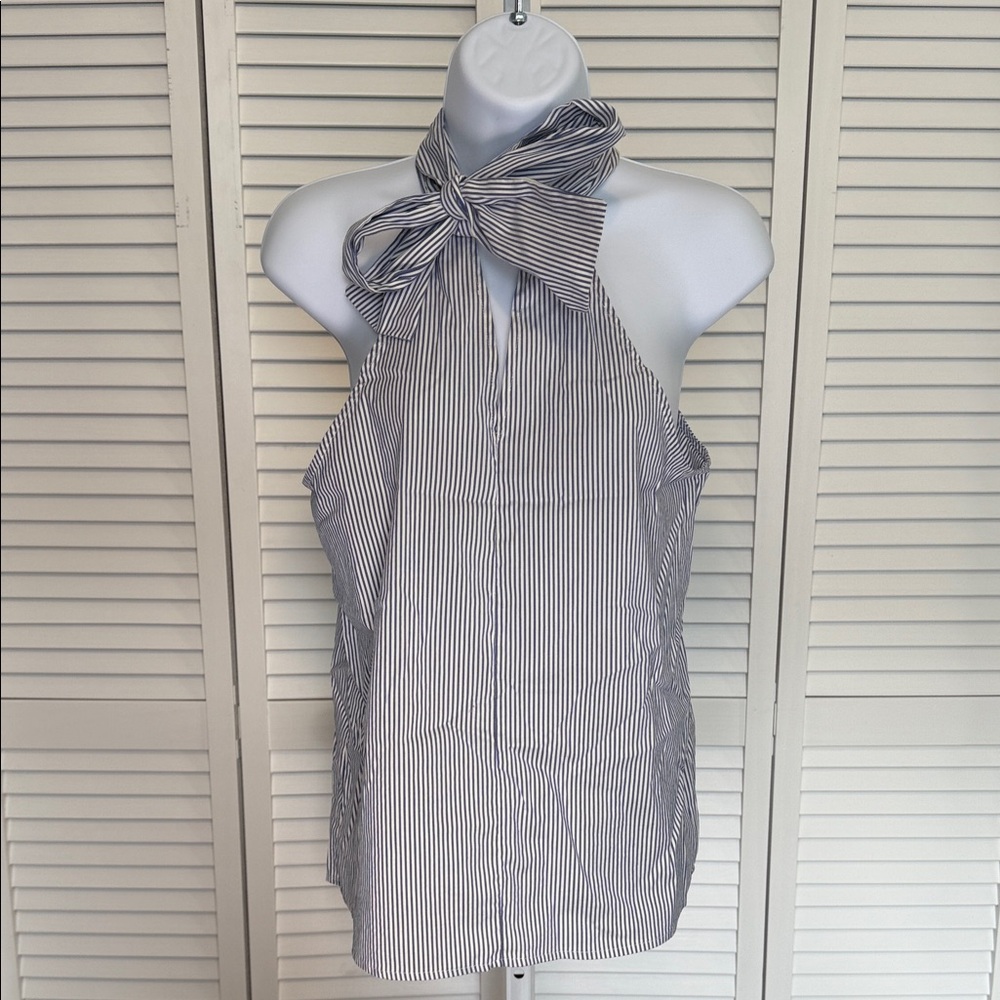41 Hawthorn Navy and White Striped Halter Blouse